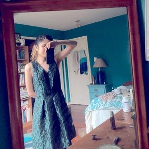 Green Cocktail Dress with animal print